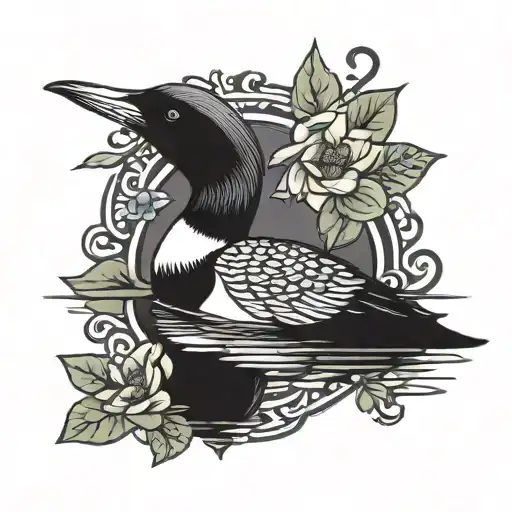 Loon With Floral Border