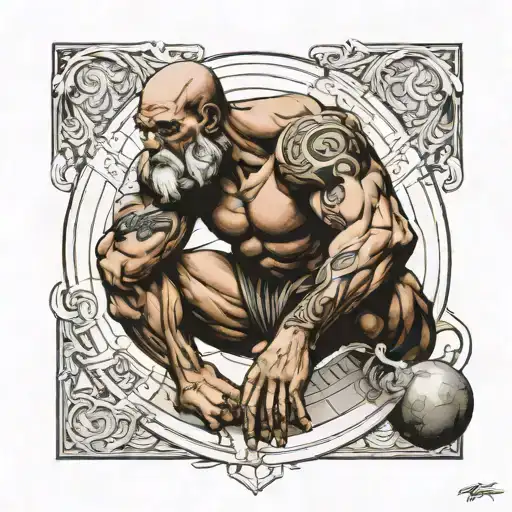 Atlas Resting By Leaning Against The Earth