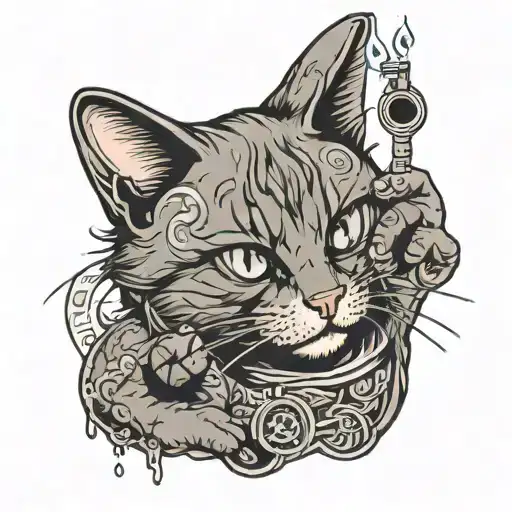 Cat Flipping Off Smoking A Blunt