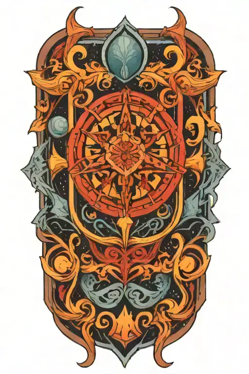 A Mystical Space-themed Chessboard With Woodcut-inspired Pieces