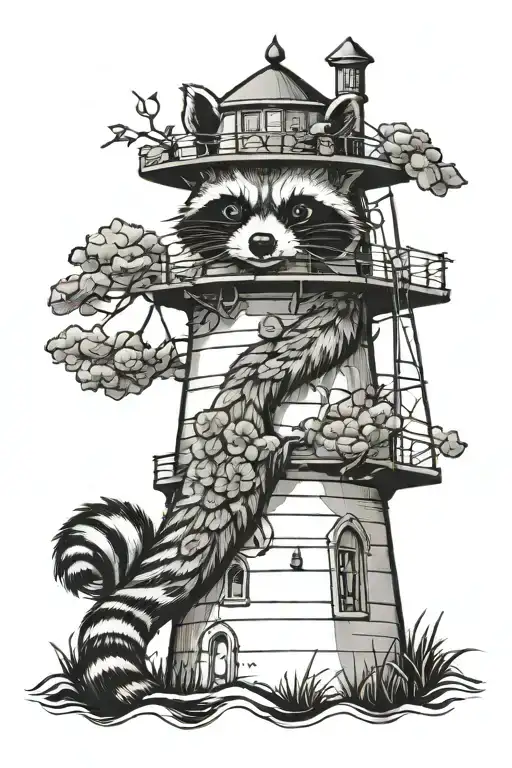 Racoon Lighthouse Standing Tall Amidst