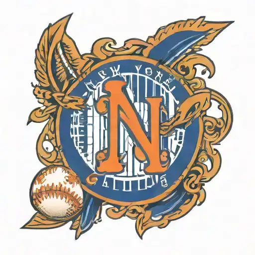 A New York Mets Logo Intertwined With Baseball Stitches
