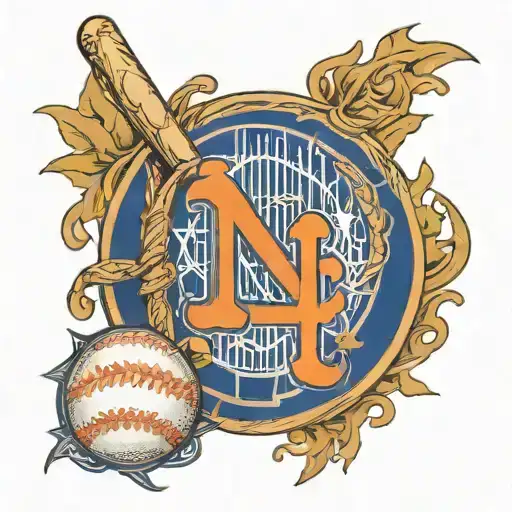 A New York Mets Logo Intertwined With Baseball Stitches