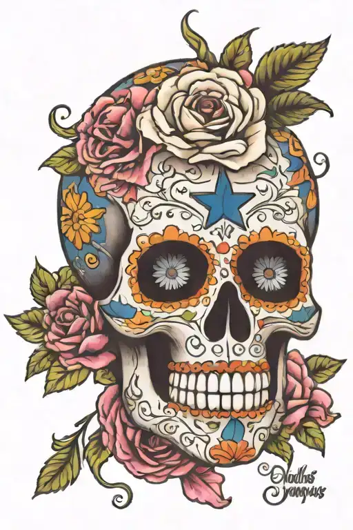 Sugar Skull Dallas Cowboys Girly With Peony Flowers Surrounding