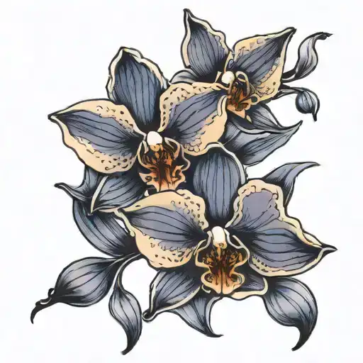 Dark Blue Orchid On Inner Arm