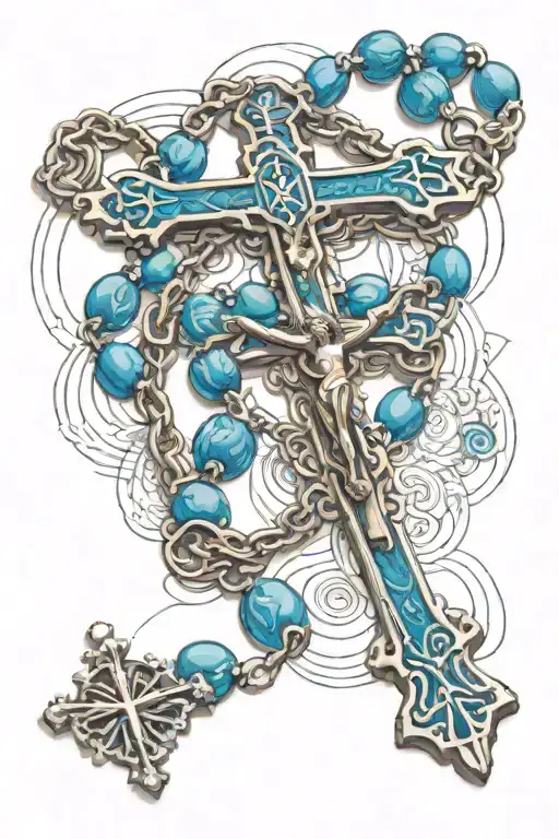 Catholic Rosary With Crucifix Blue