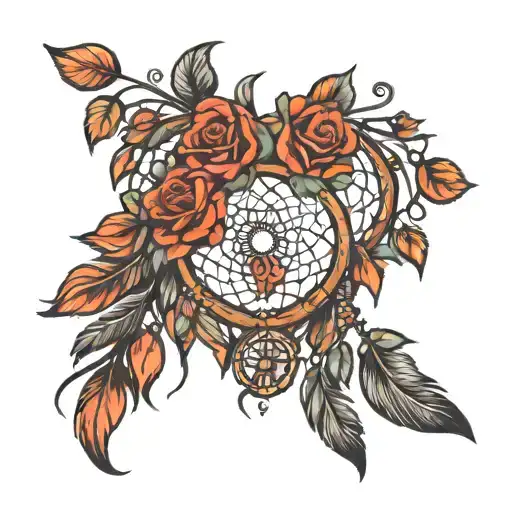 Dreamcatcher And Roses Intertwined