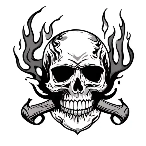 Skull N Fire Flames