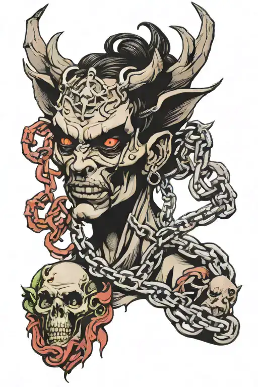 Demon Eat Angel Wrapped In Shackles