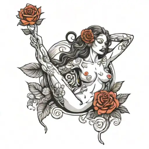 Justuta Statue Nude Wirth Rose Intertwined