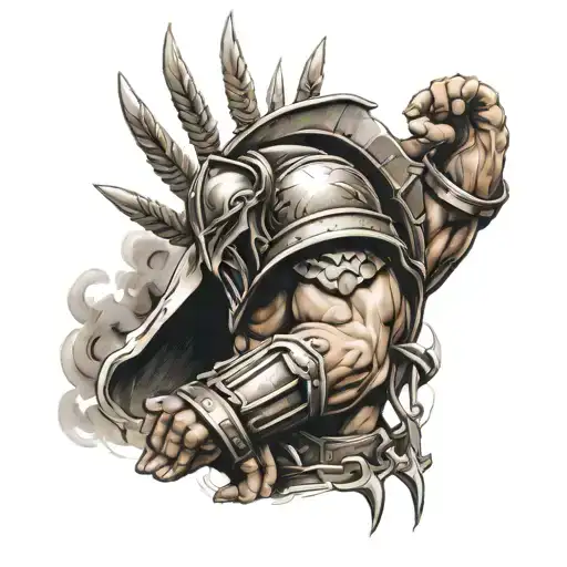 Realistic Spartan Pray Hands From Side Angle