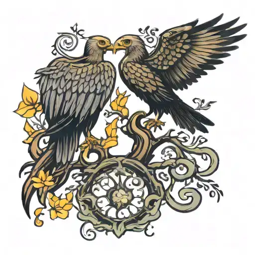 Tree Of Life With A Vulture And Phoenix Rising