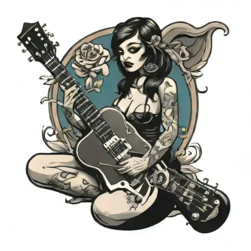 Emo Pinup Girl With Guitar