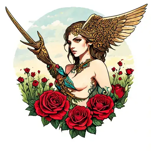 Valkyrie In A Field Of Roses
