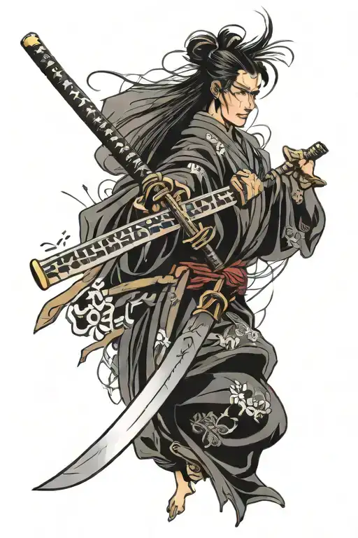 Katana Written Honor In Japanese On The Blade Of The Sword