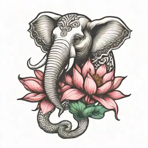 Lotus Flower And Elephant Head