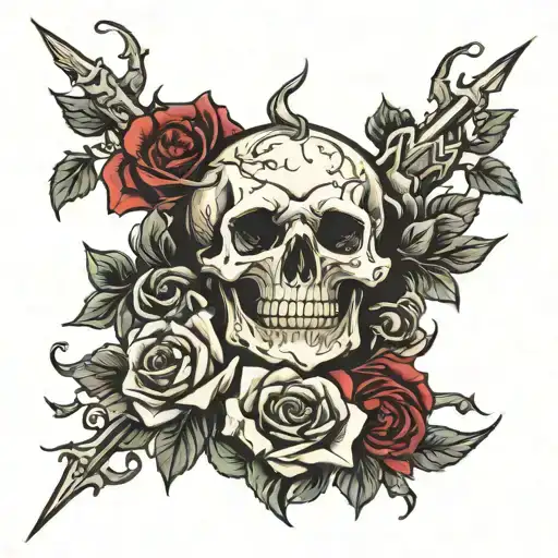 Skull Roses Dagger Thorns