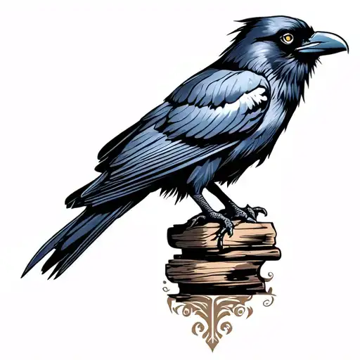 Majestic Raven Perched On A Stack