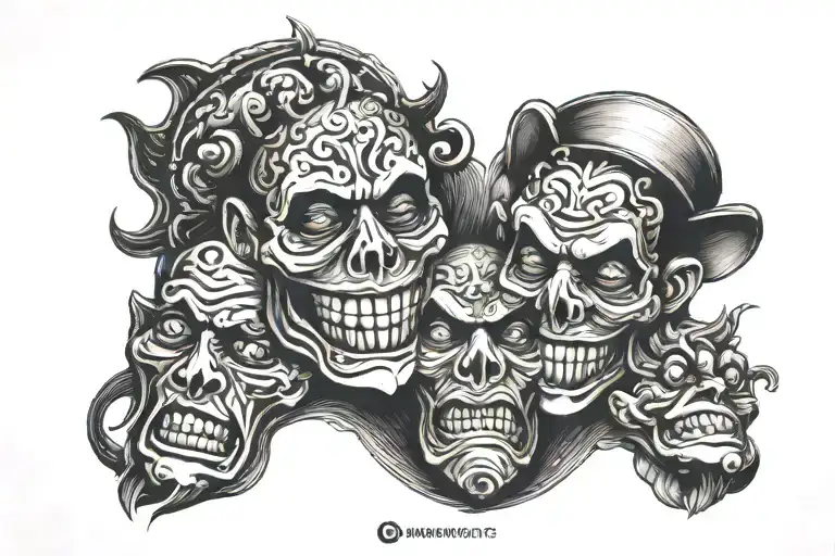 Theatrical Masks See No Evil Speak No Evil Hear No Evil