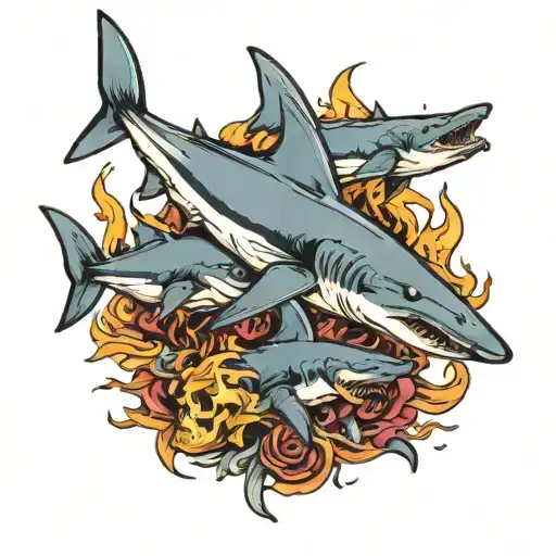 Sharks Fire And Skulls