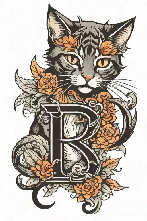 Letter R And Cat