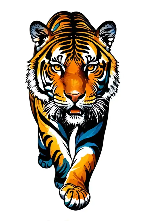 Tiger Walking Through Field Of Native Hawaiian Flowers