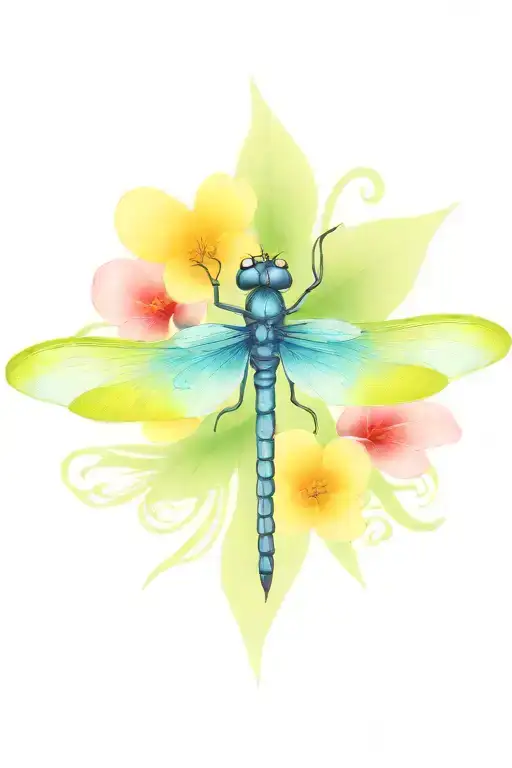 Dragonfly Hawaiian Flowers Intertwined Hearts