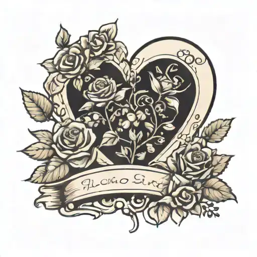 Heart Shaped Grave Stone With Rose Bush On One Side And Huckleberry Bush On The Other