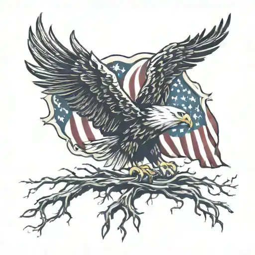 Eagle American Flag Tree Roots