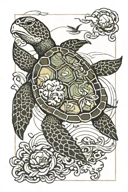 Nautical Map South China Sea Turtle Swimming