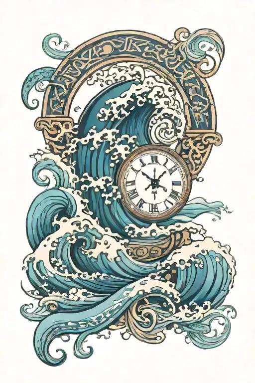 Roman Numerals With The Designs Of The Sea Waves