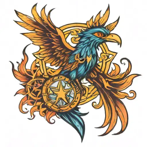 Phoenix And Eight-pointed Star