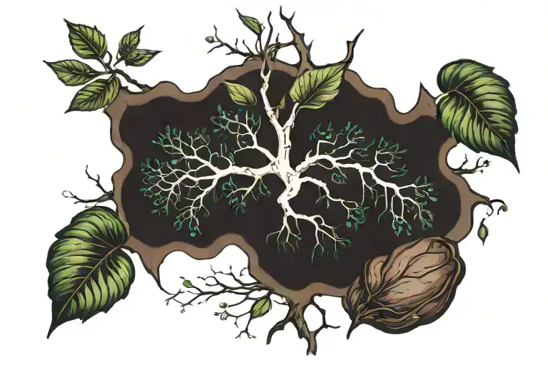 Combine A Cacao Tree With A Neuron To Symbolize The Connection Between Nature And The Mind