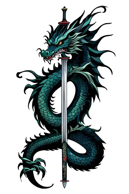 Katana Dragon Wrapped Length Wise