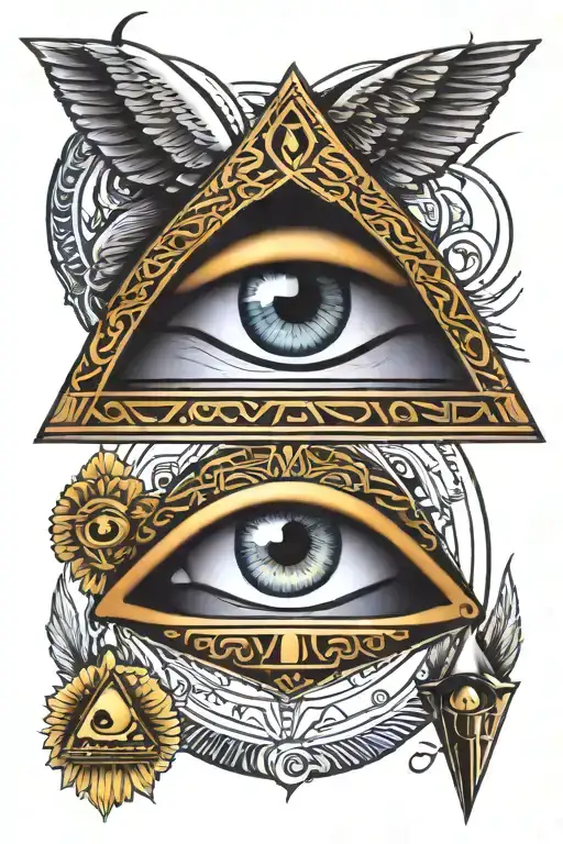 Eye Of Ra And Eye Of Horus And All Seeing Eye And Egyptian Pyramids