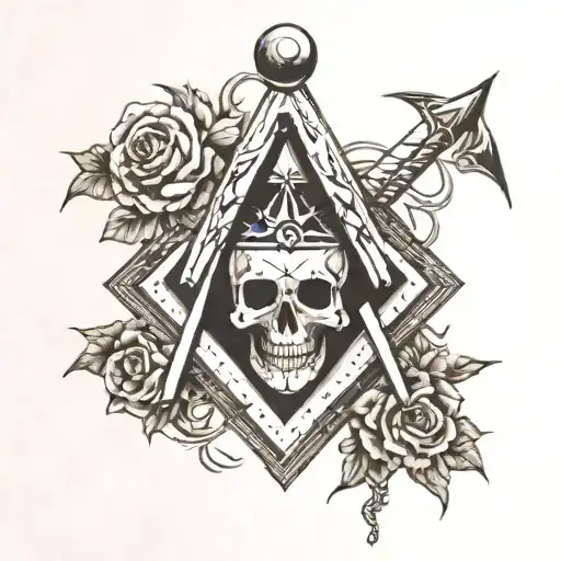 Masonic Compass And Square Skull