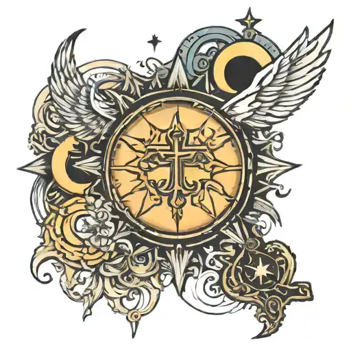 Sun And Moon And Cross