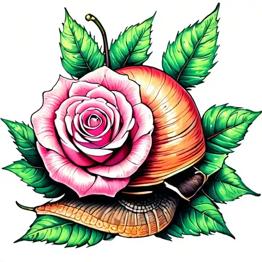 Snail And Rose Intertwined