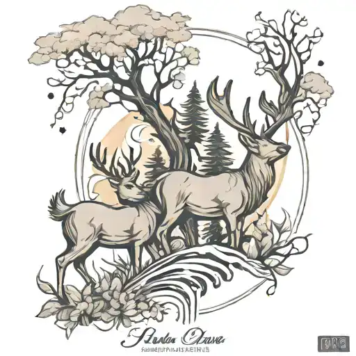 Trees And Deer