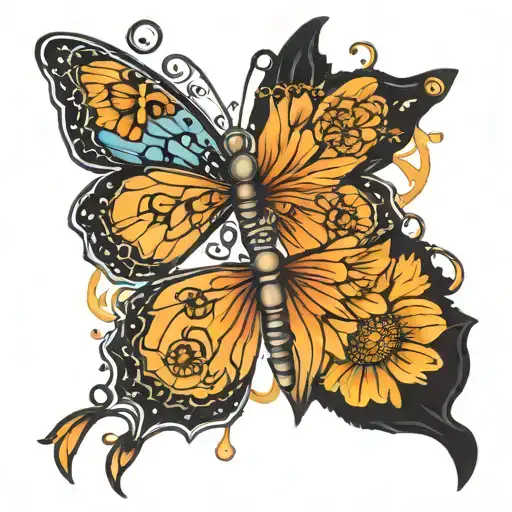 Gemini Zodiac Sign And Butterfly