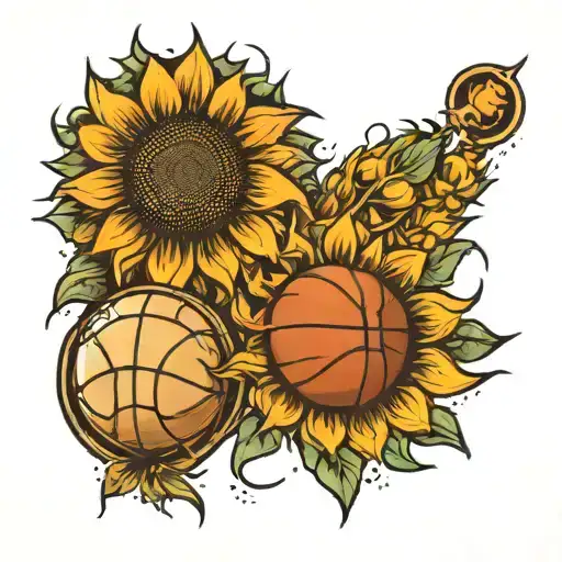 Basketball And Sunflower Surrounded