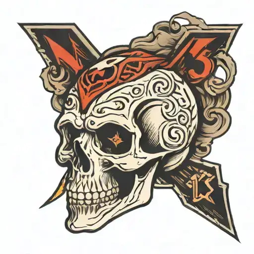 Skull With Number 13 On Forehead
