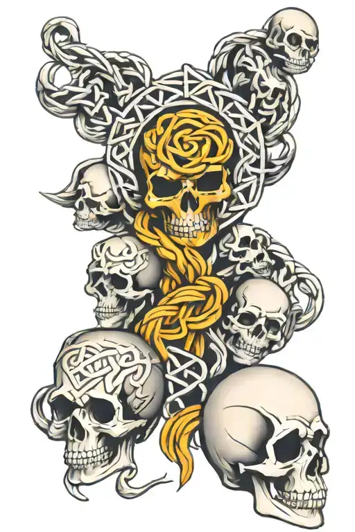 Celtic Braid And Skulls Forearm