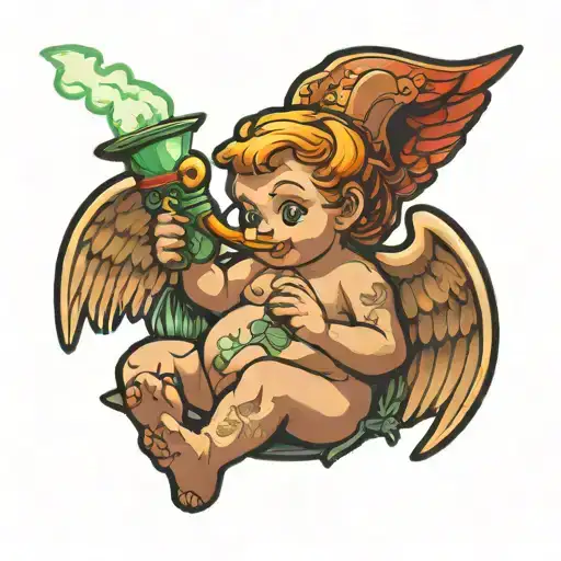 Cherub Angel Smoking A Bong Shaped Like The Nintendo
