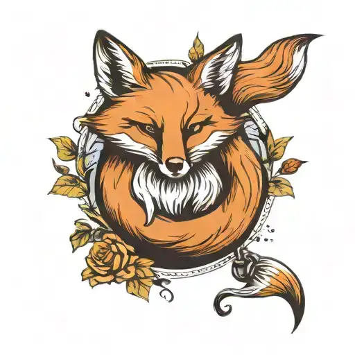 A Fox Tail Cradling Around A Crescent Moon