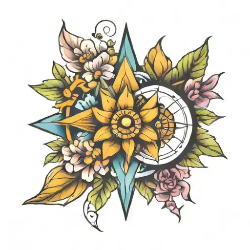 Compass Flowers Intertwined Long