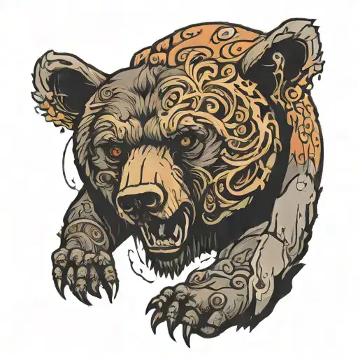 Bear Guarding A Cave Surrounded