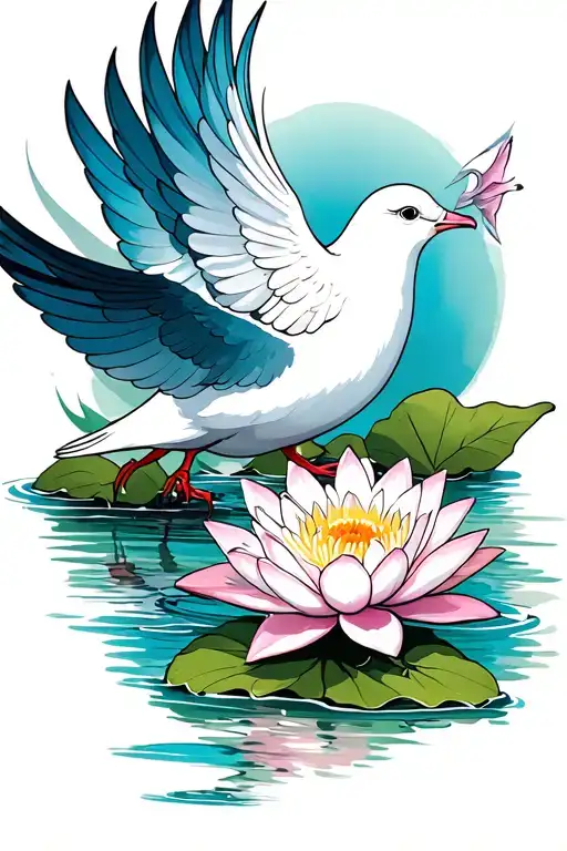 Dove And Water Lily