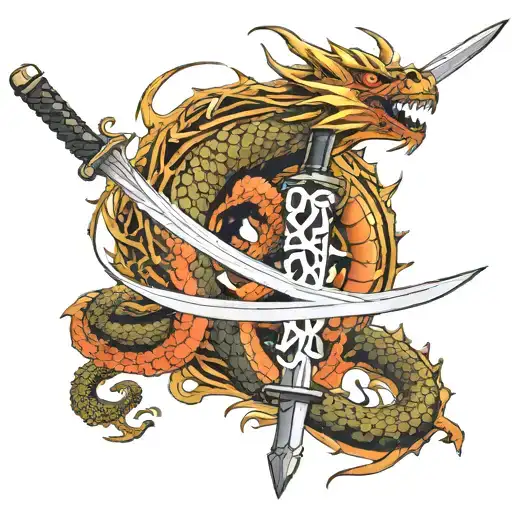 Broken Katana Held By A Dragon To Prevent It From Breaking