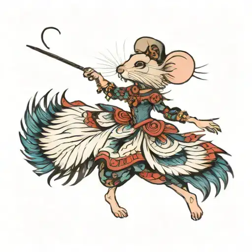 Mouse Feather Dress Dancing